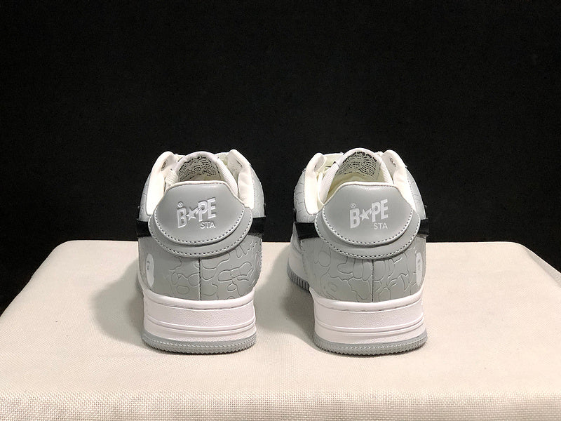 BAPE STA Low Grey & White Patent Sneakers